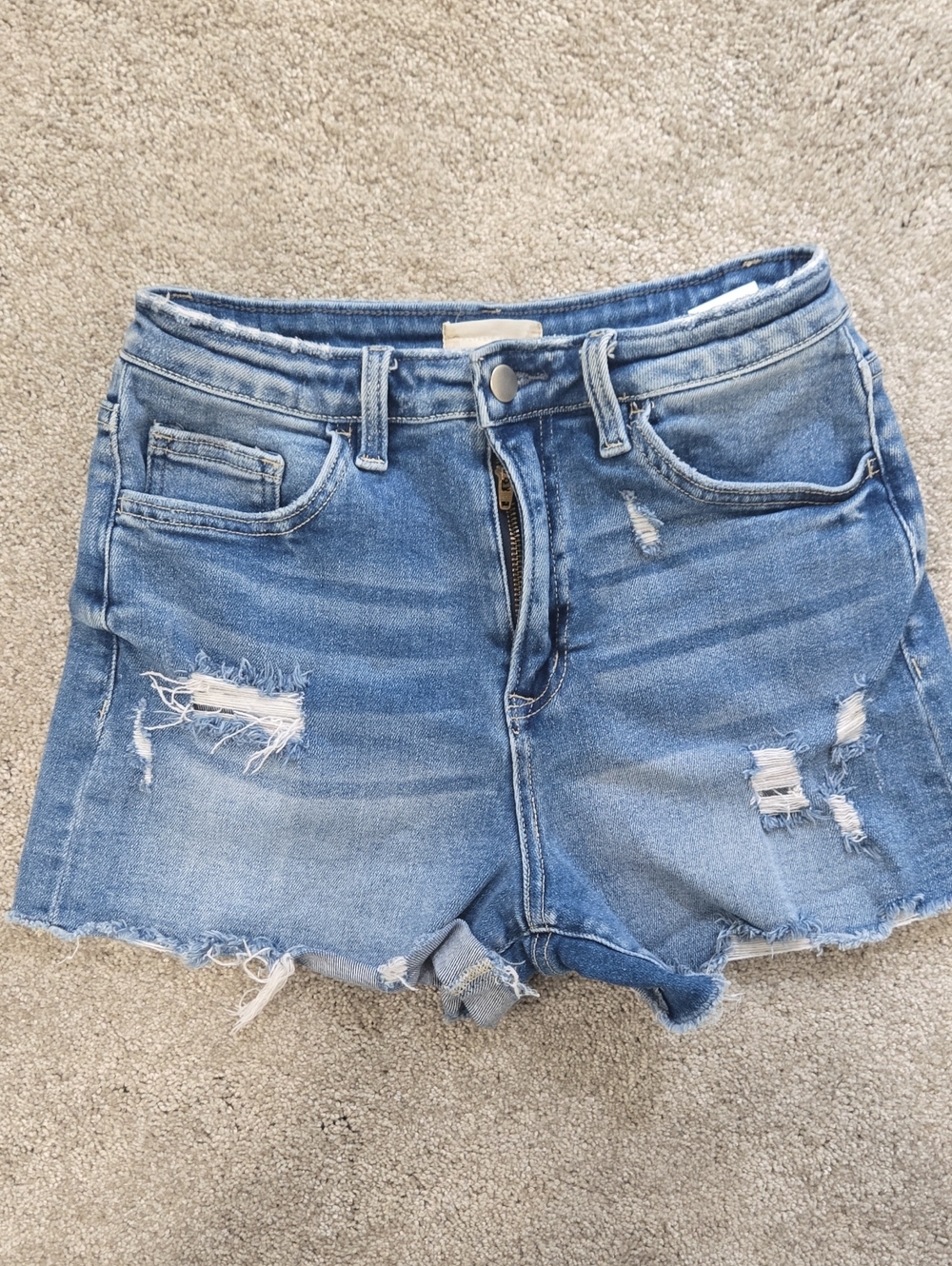 Altar'd State Medium Blue Distressed Denim Cutoff Shorts